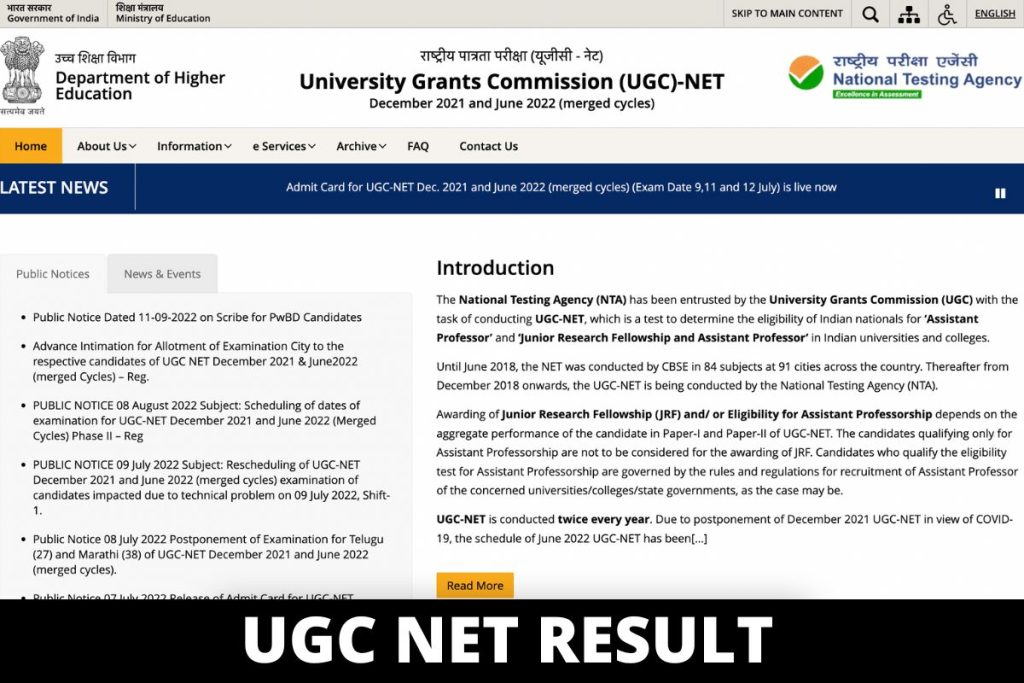 UGC NET Result 2022