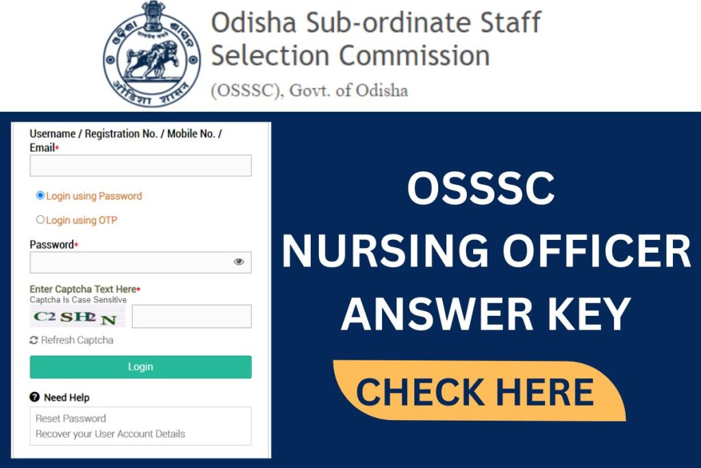 OSSSC Nursing Officer Answer Key 2022