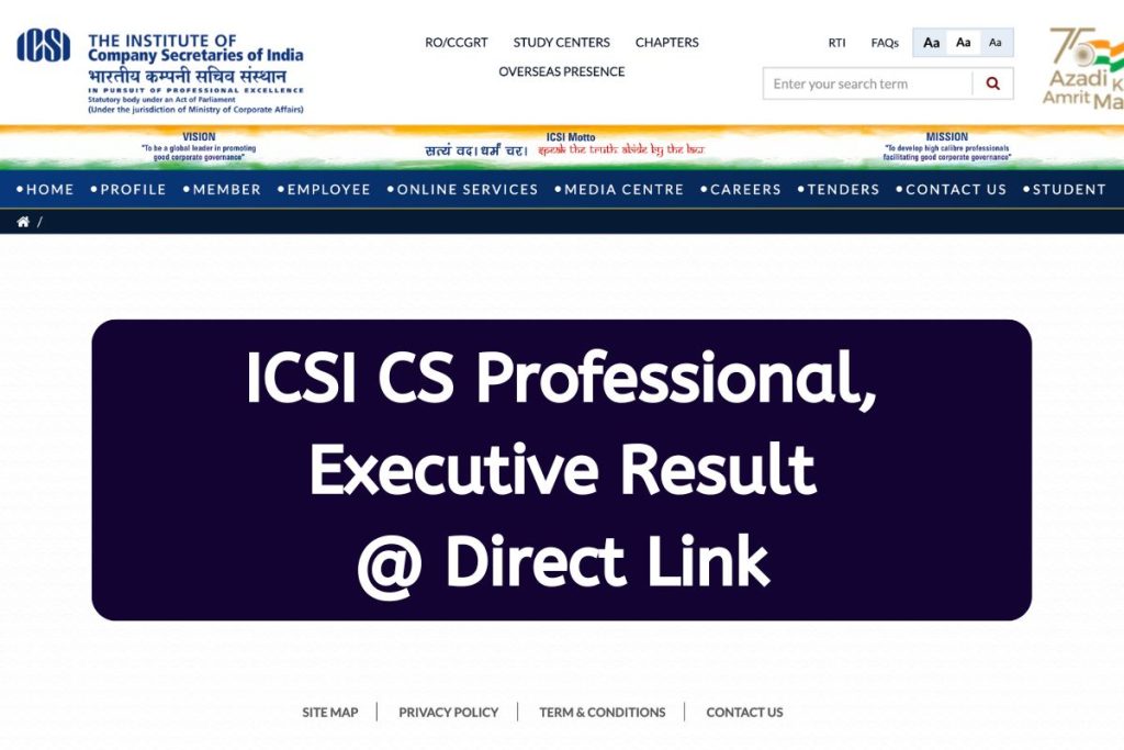 CS Executive, Professional Result 2023 - ICSI December Exam Pass Percentage, Merit List @ www.icsi.edu