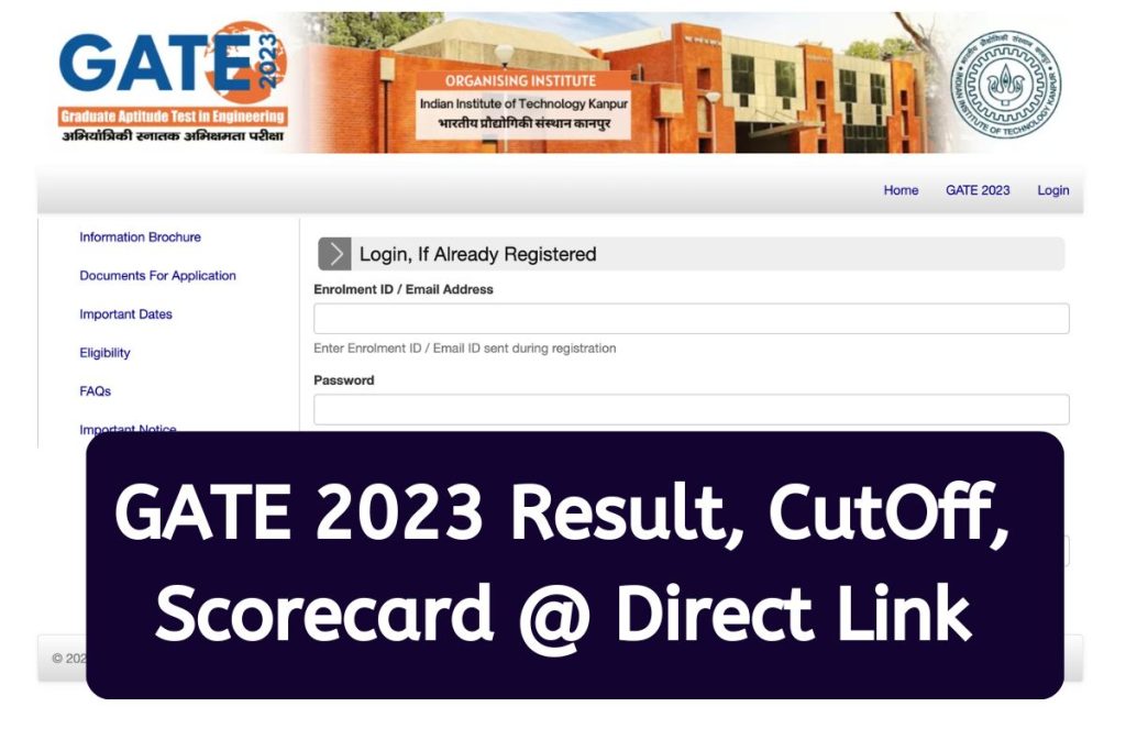 GATE 2023 Result - CutOff Marks, Scorecard, Rank Card @ gate.iitk.ac.in