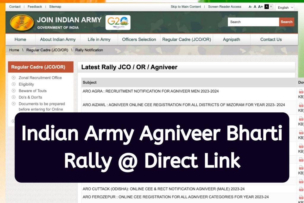 Indian Army Agniveer Bharti Rally 2023 - Application Form, Eligibility, Schedule @ joinindianarmy.nic.in