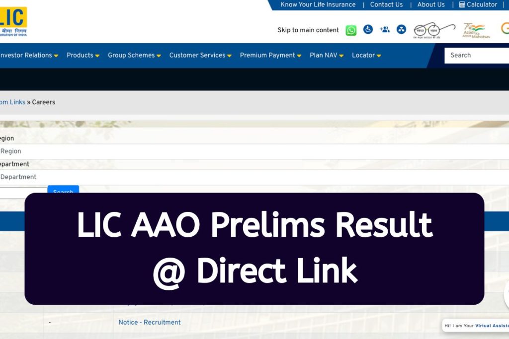 LIC AAO Prelims Result 2023 - Assistant Administrative Officer CutOff Marks & Merit List @ www.licindia.in