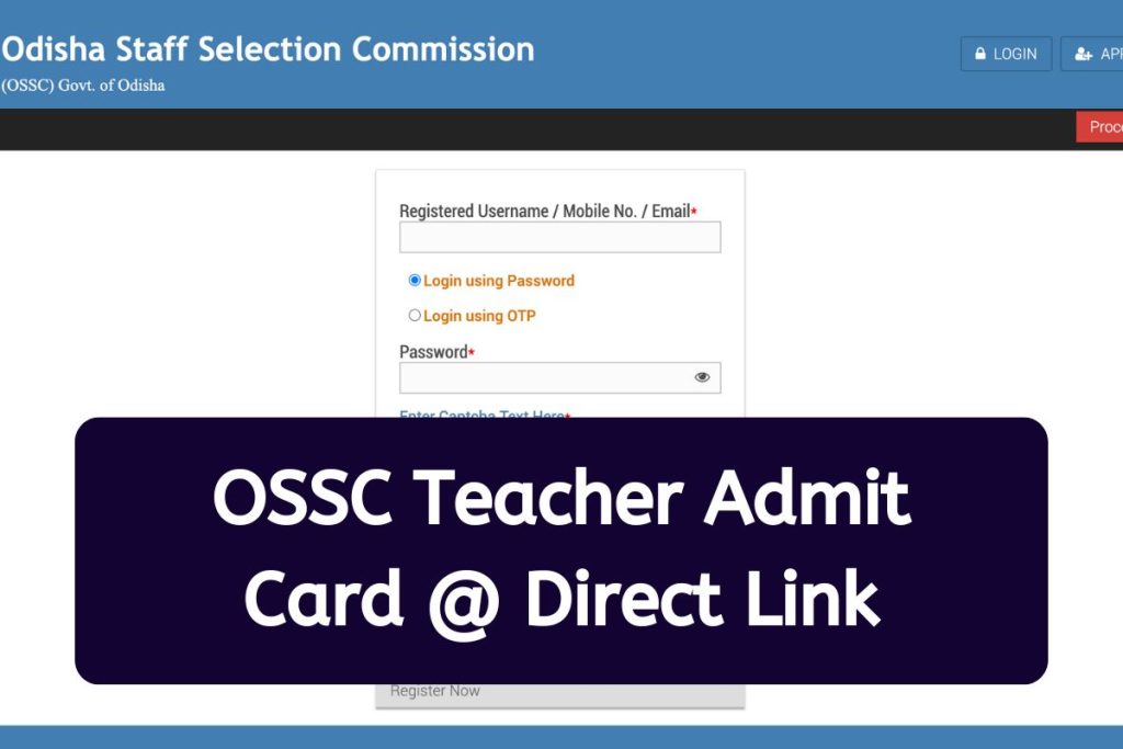 OSSC Teacher Admit Card 2023 - Odisha TGT Hall Ticket @ ossc.gov.in