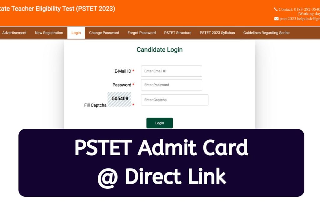 PSTET Admit Card 2023 - Punjab TET Hall Ticket Download Link @ pstet2023.org