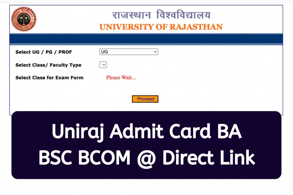 Uniraj Admit Card 2023 - Uniraj.ac.in BA BSC BCOM Hall Ticket @ www.univraj.org