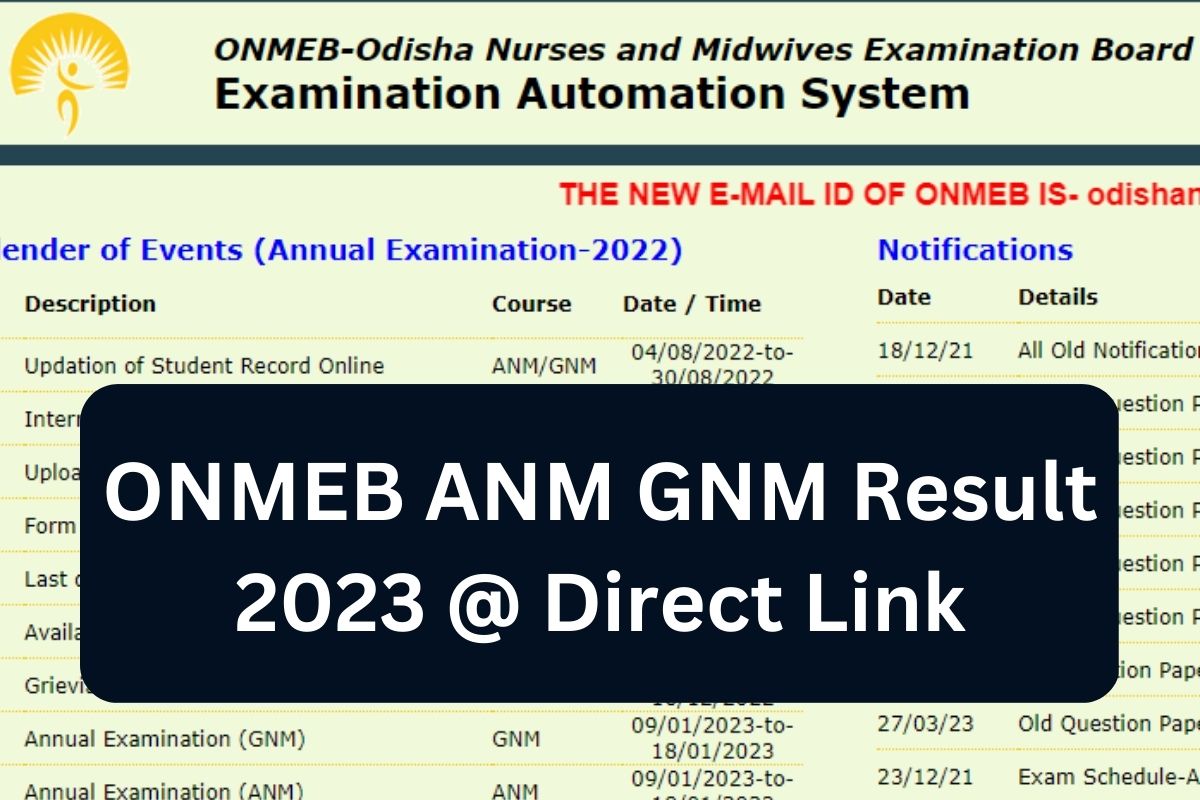 ONMEB ANM GNM Result 2023 @ Direct Link