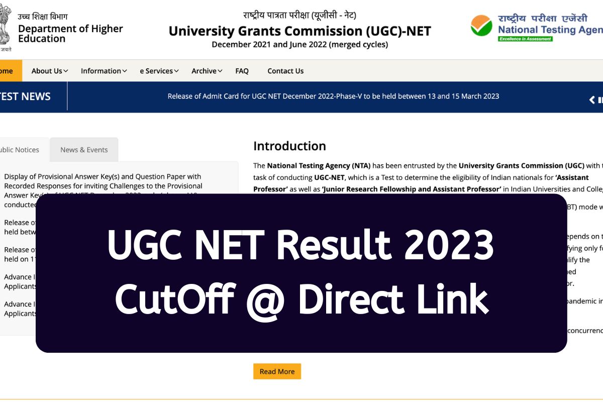 UGC NET Result 2023 @ Direct Link