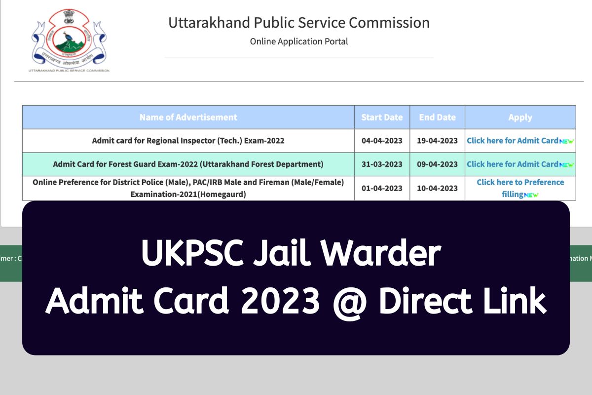 UKPSC Jail Warder Admit Card 2023 @ Direct Link
