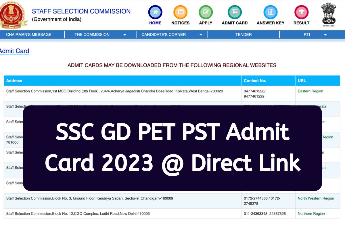 SSC GD Physical Admit Card 2023 @ Direct Link