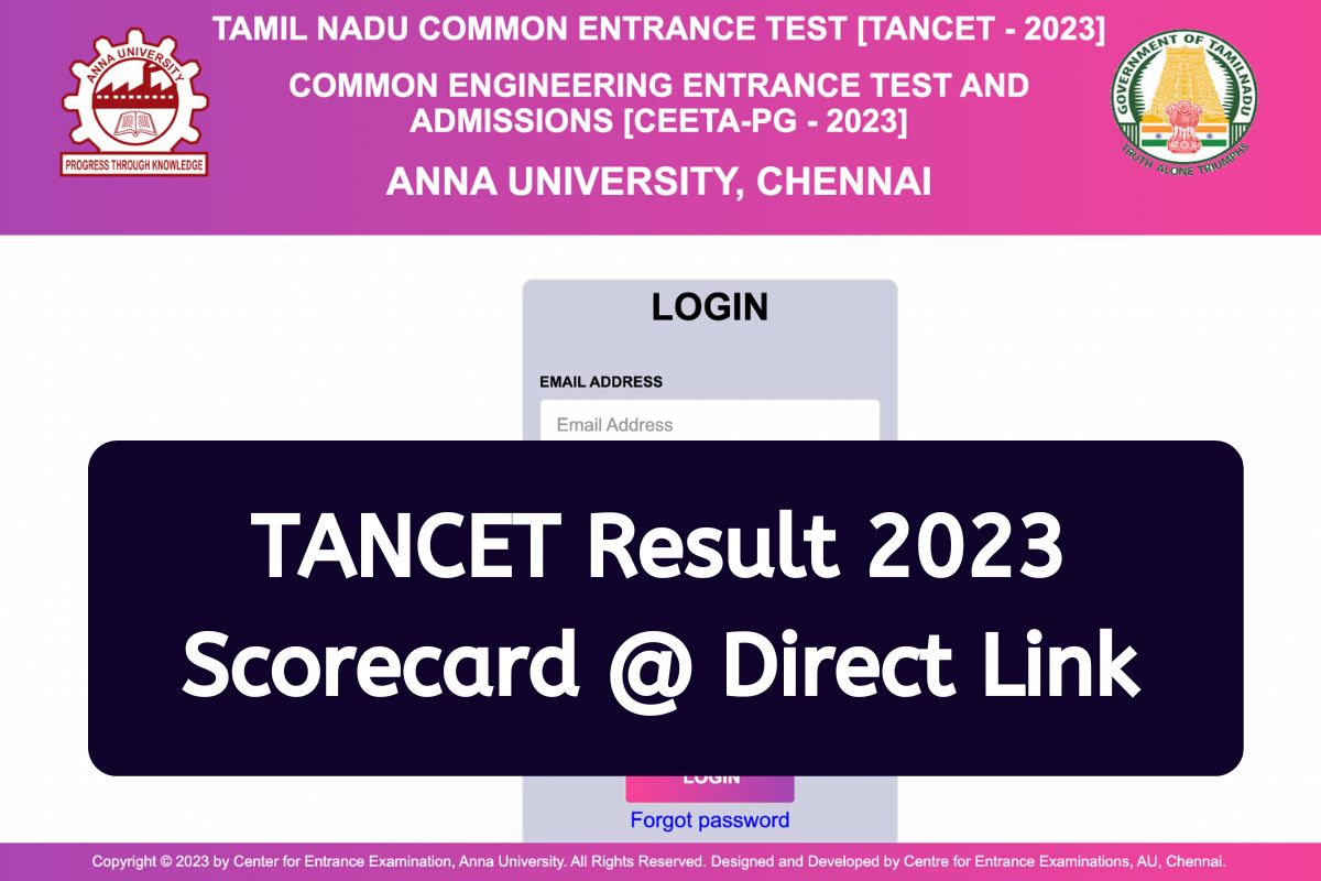 TANCET Result 2023 @ Direct Link
