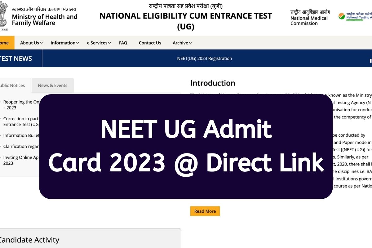 NEET UG Admit Card 2023 @ Direct Link