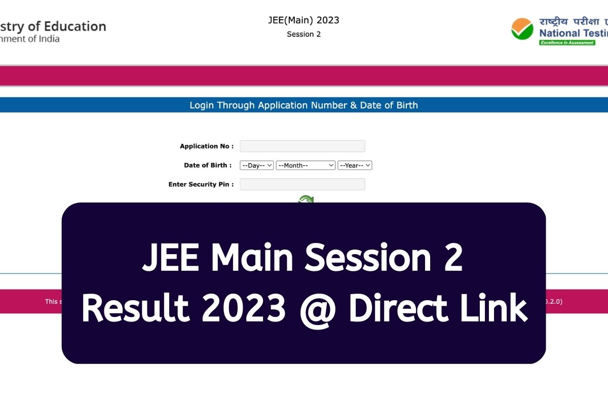 JEE Main Session 2 Result 2023 2 Direct Link