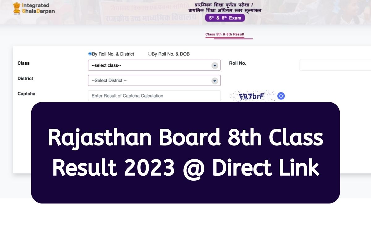 Rajasthan Board 8th Class Result 2023 @ Direct Link