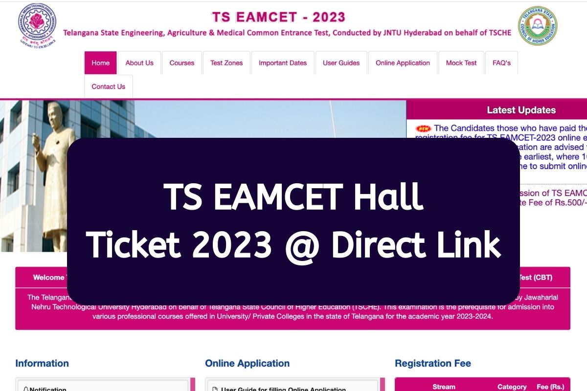 TS EAMCET Hall Ticket 2023 @ Direct Link