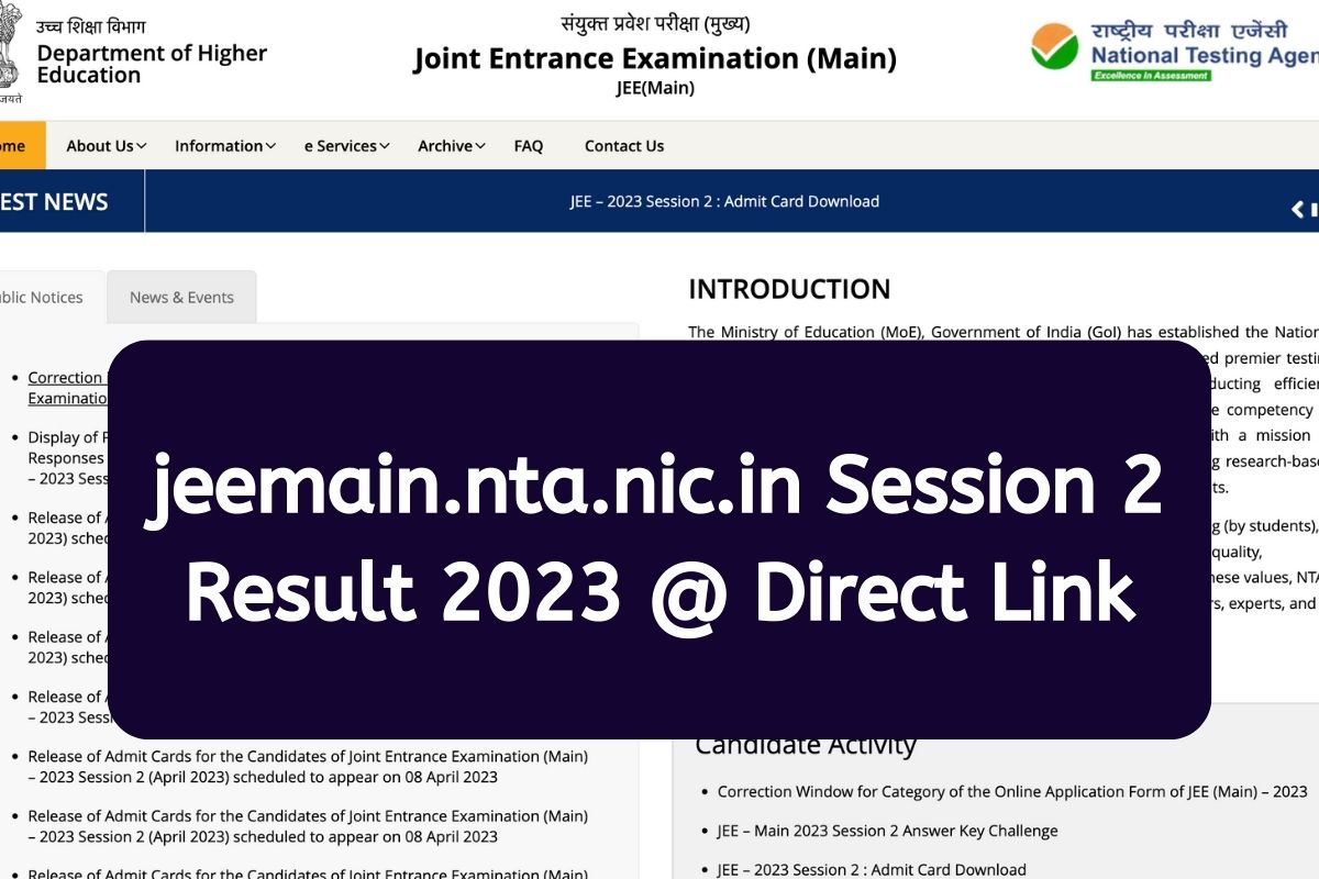 jeemain.nta.nic.in Session 2 Result 2023 @ Direct Link