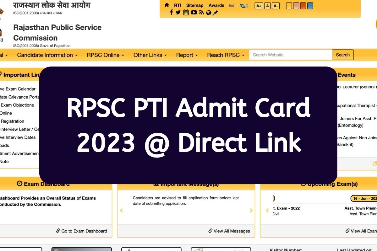 RPSC PTI Admit Card 2023 @ Direct Link