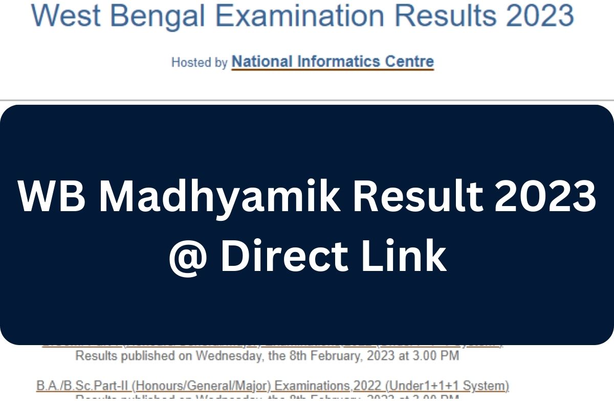 WB Madhyamik Result 2023 @ Direct Link