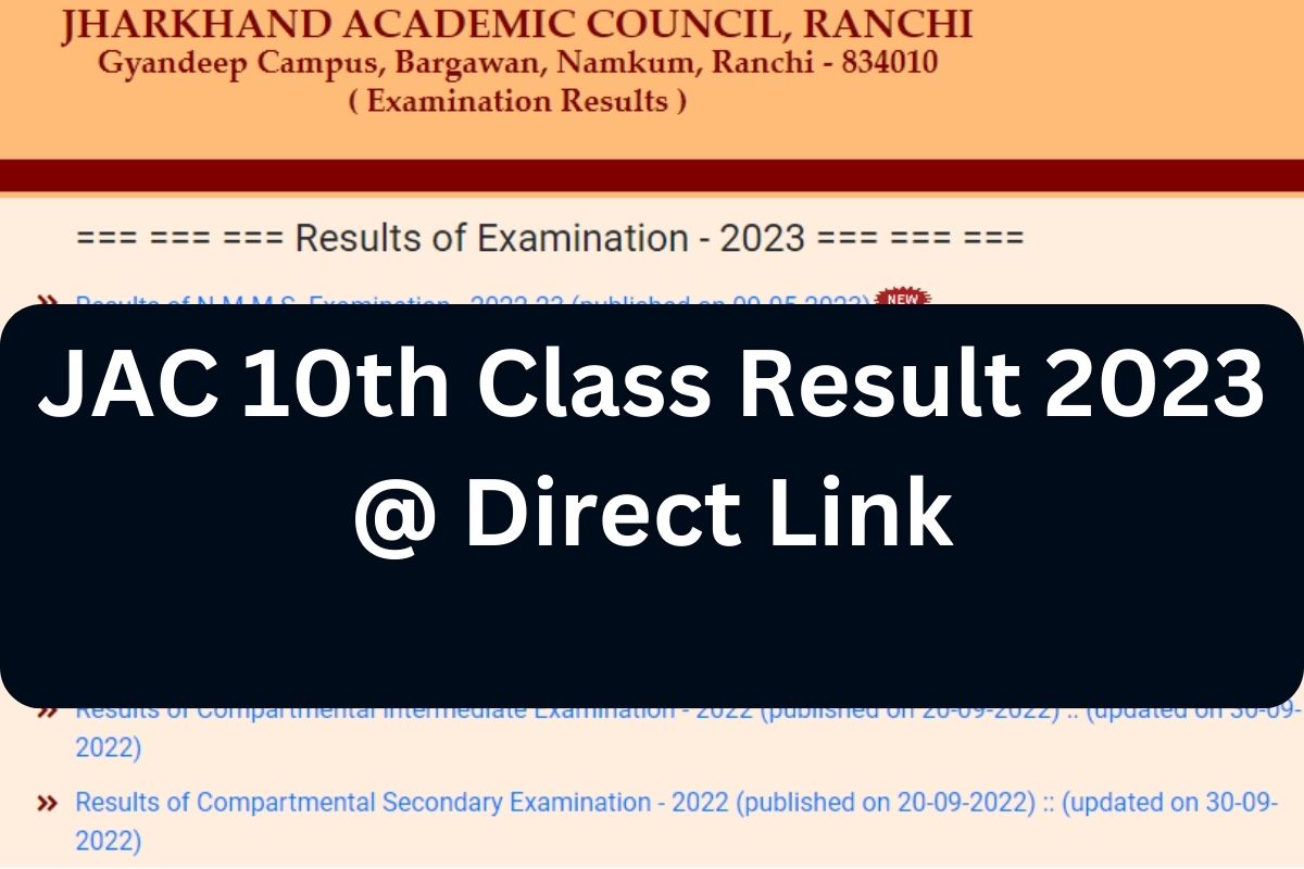 JAC 10th Class Result 2023 @ Direct Link
