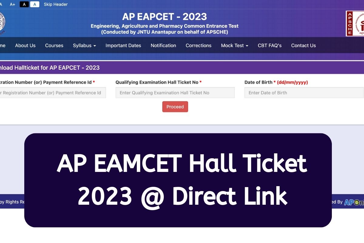 AP EAMCET Hall Ticket 2023 @ Direct Link